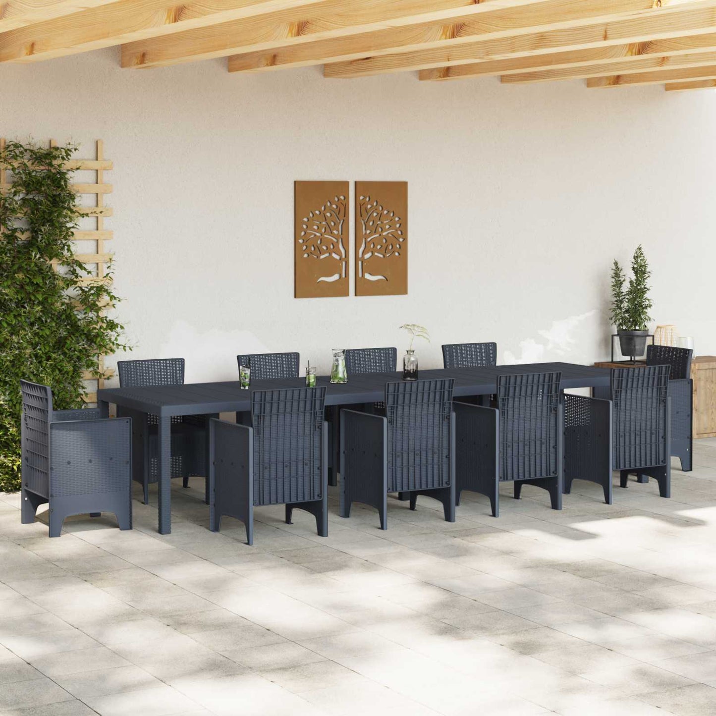 Gartentisch Anthrazit 350 x 100 x 74 cm Poly-Rattan