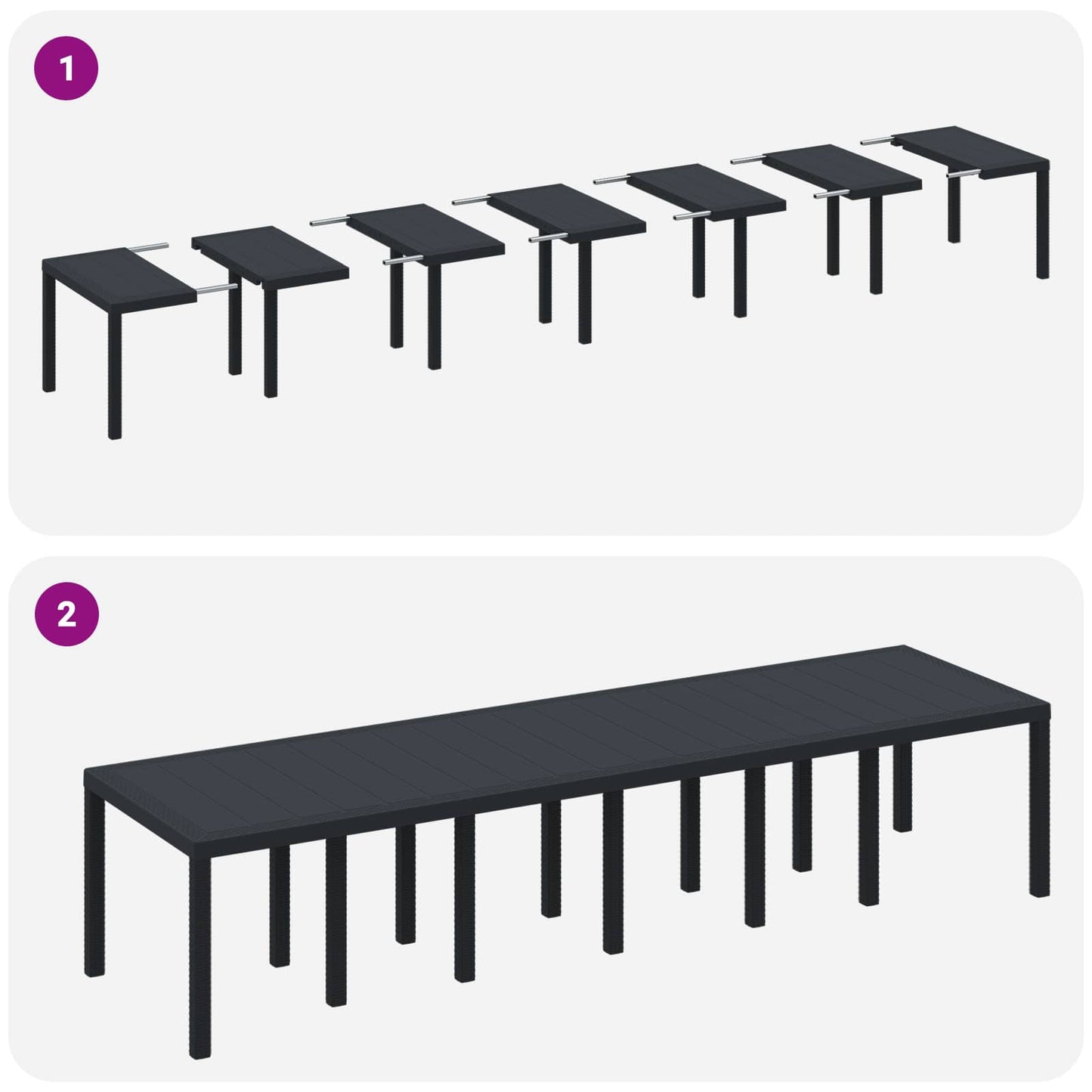 Gartentisch Anthrazit 350 x 100 x 74 cm Poly-Rattan