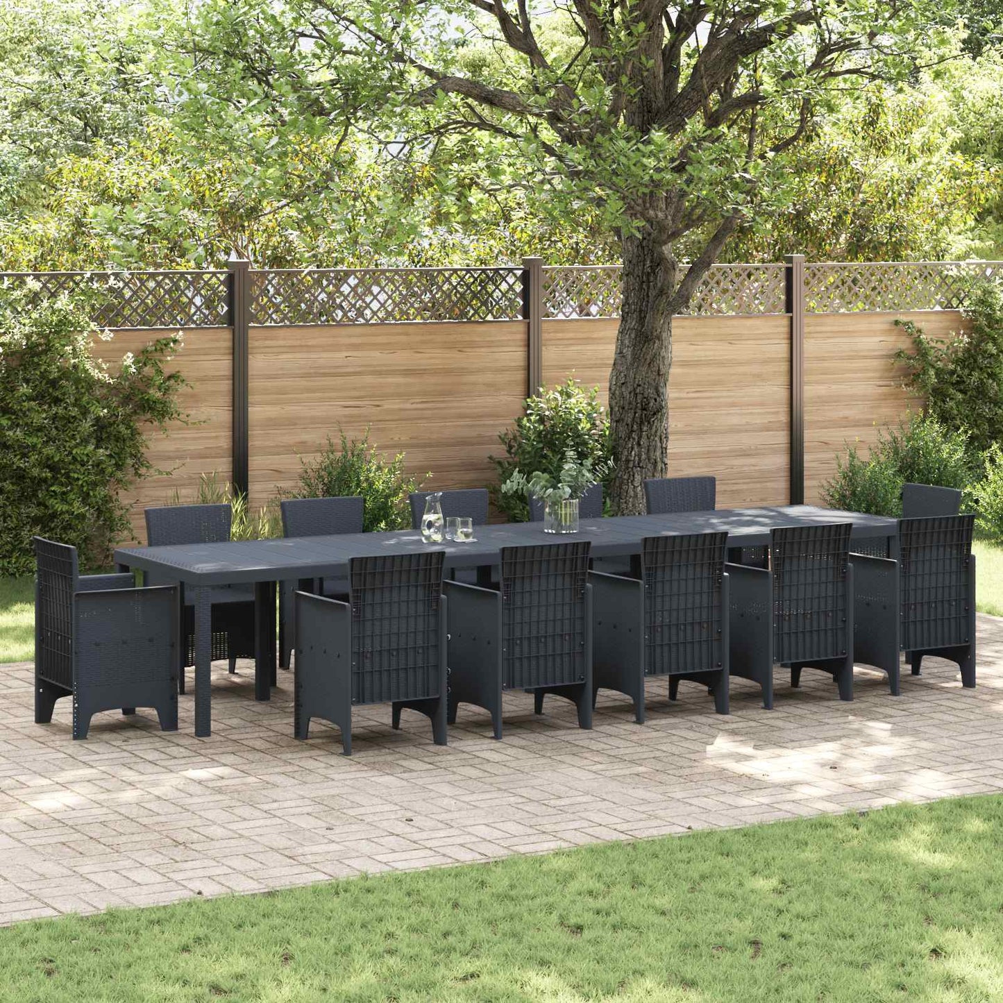 Gartentisch Anthrazit 400 x 100 x 73 cm Poly-Rattan