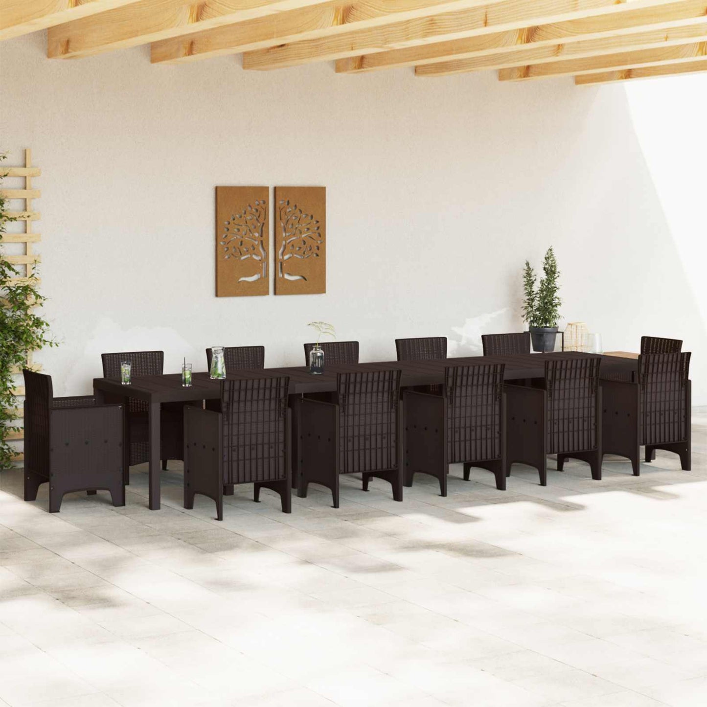 Gartentisch Braun 400 x 100 x 73 cm Poly-Rattan