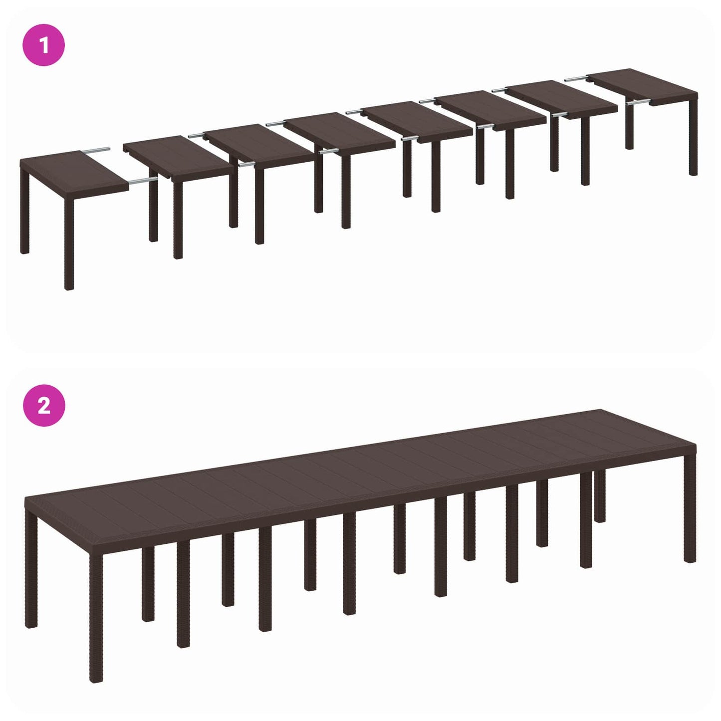 Gartentisch Braun 400 x 100 x 73 cm Poly-Rattan