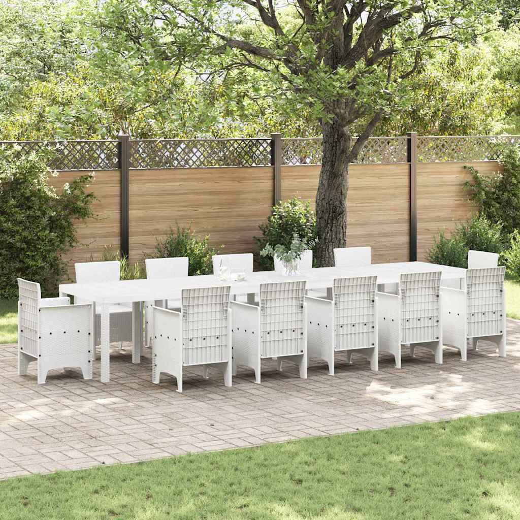 Gartentisch Weiß 400 x 100 x 73 cm Poly-Rattan