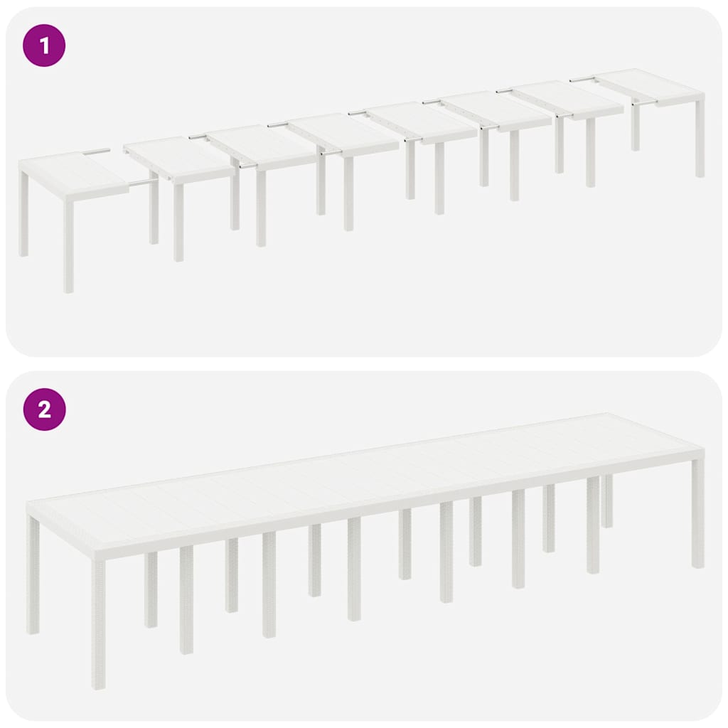 Gartentisch Weiß 400 x 100 x 73 cm Poly-Rattan