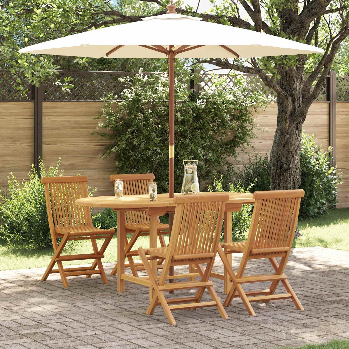 Garten Essgruppe 5 pcs Braun Massivholz Teak
