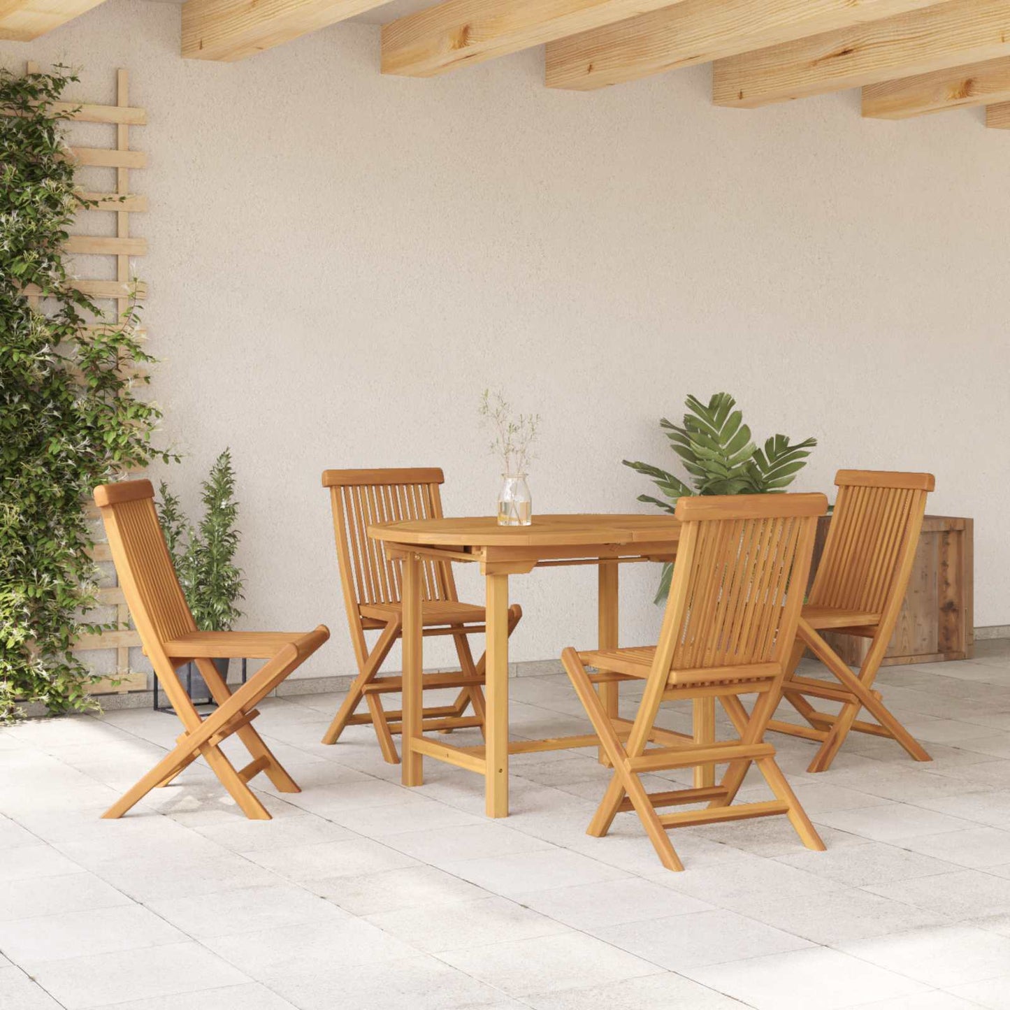 Garten Essgruppe 5 pcs Braun Massivholz Teak