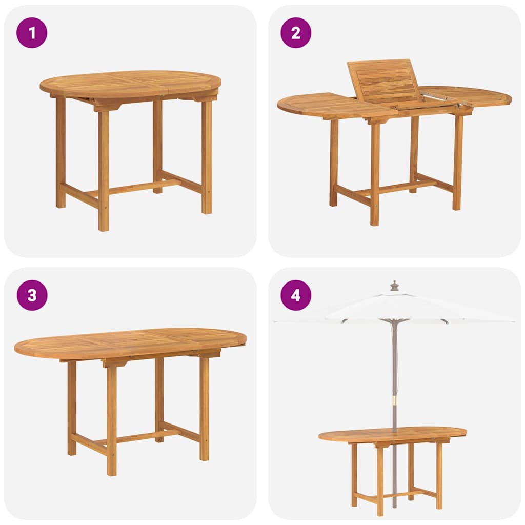 Garten Essgruppe 7 pcs Braun Massivholz Teak