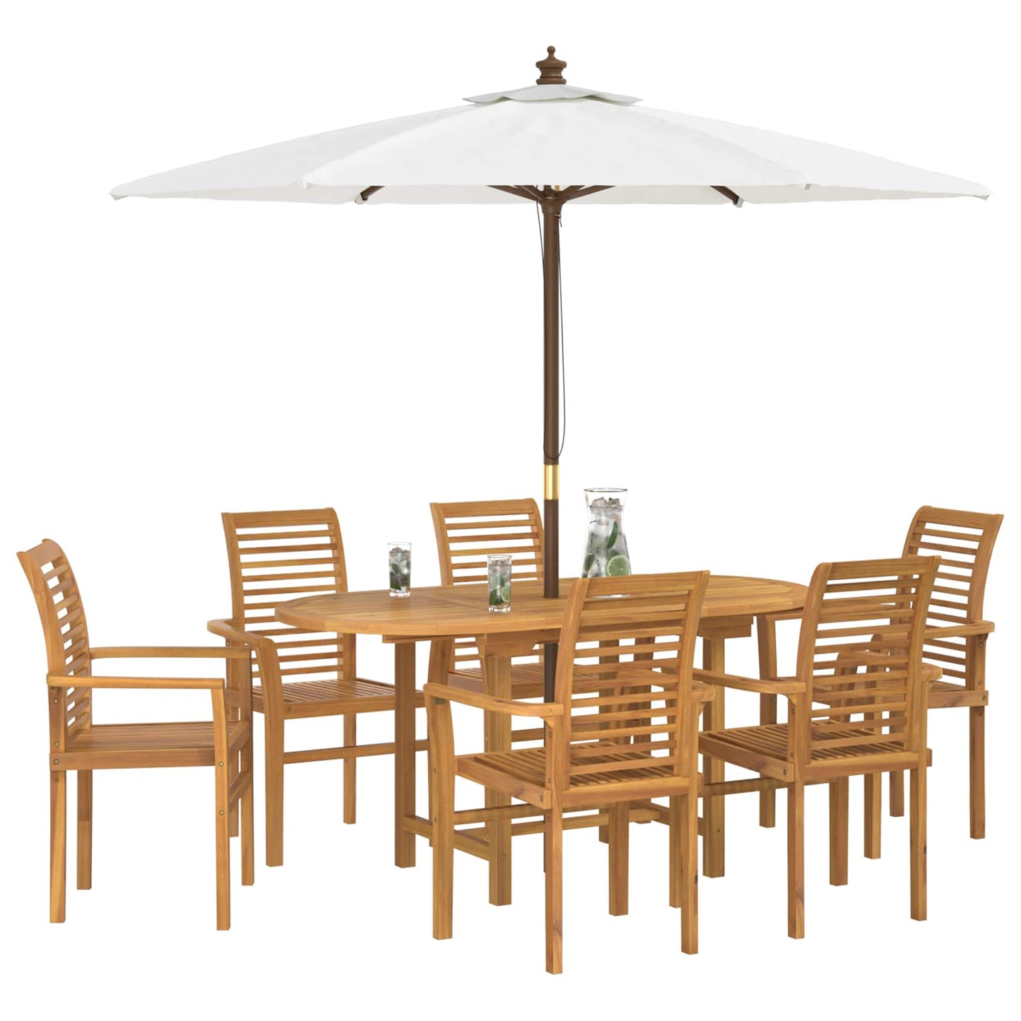 Garten Essgruppe 7 pcs Braun Massivholz Teak
