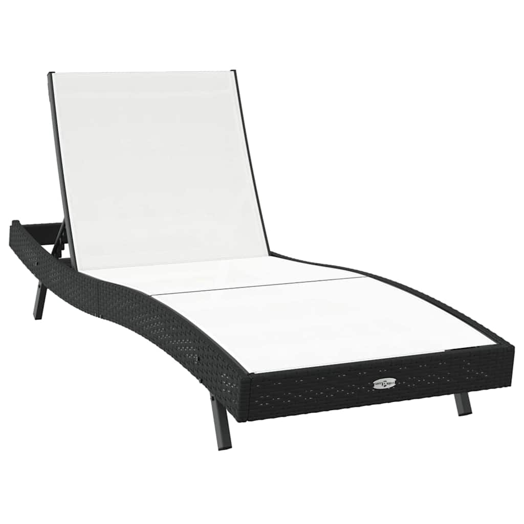 Sonnenliege 3 pcs Schwarz und Weiß 197 x 70 x 82 cm Poly-Rattan