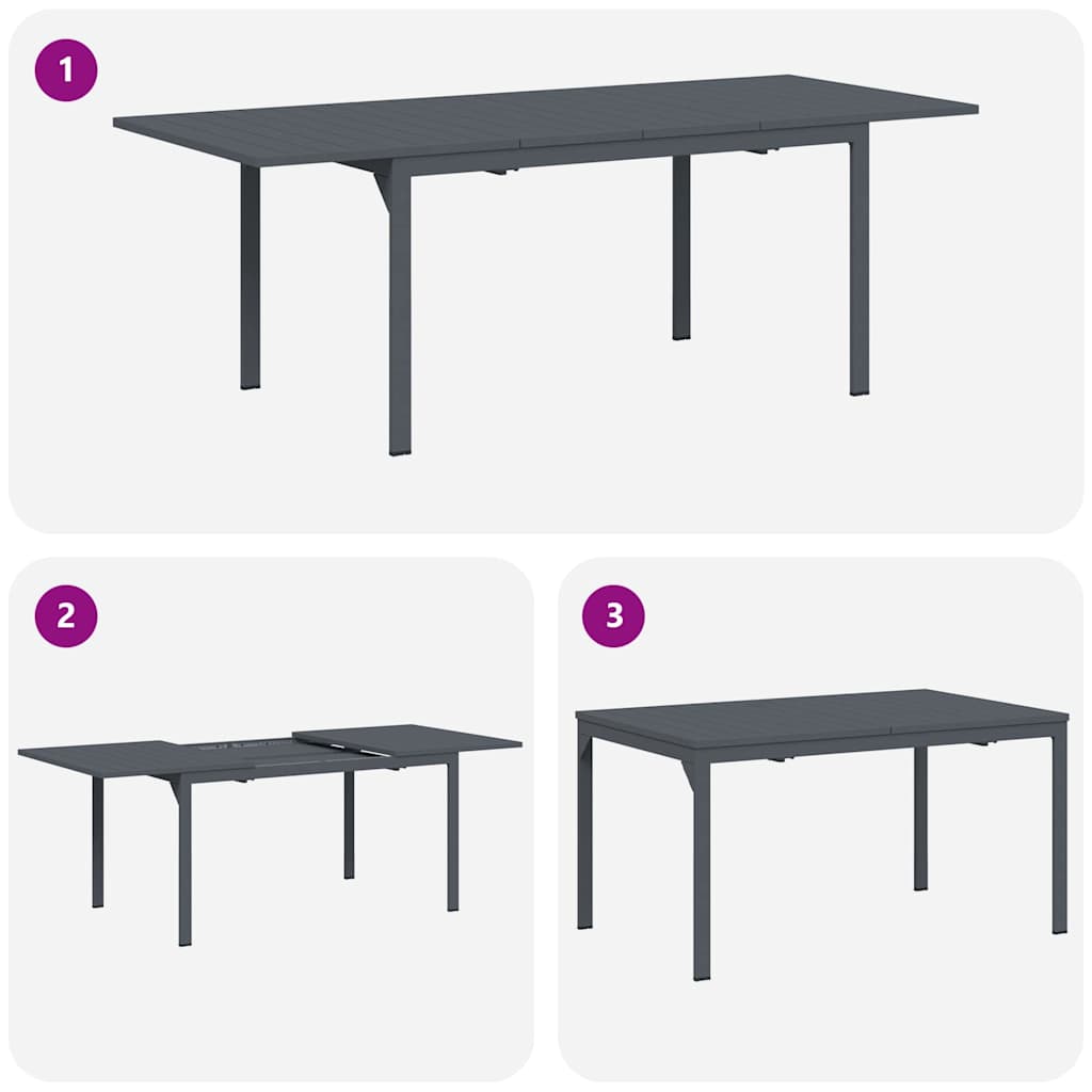 Esstisch für draußen 2 pcs Anthrazit 210 x 90 x 73 cm Stahl
