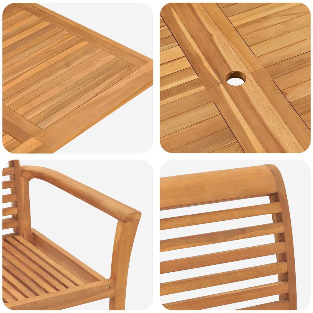 Garten Essgruppe 9 pcs Braun Massivholz Teak