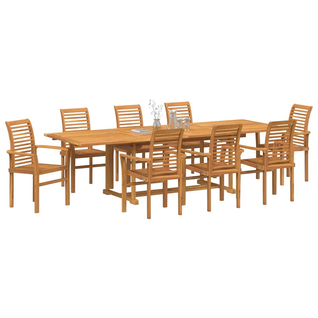 Garten Essgruppe 9 pcs Braun Massivholz Teak
