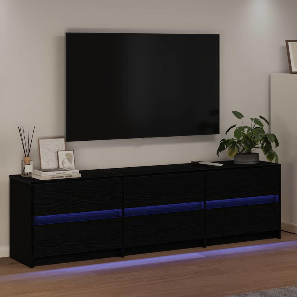 TV-Einheiten 2 pcs Schwarz Eichen-Optik 180 x 34 x 50 cm