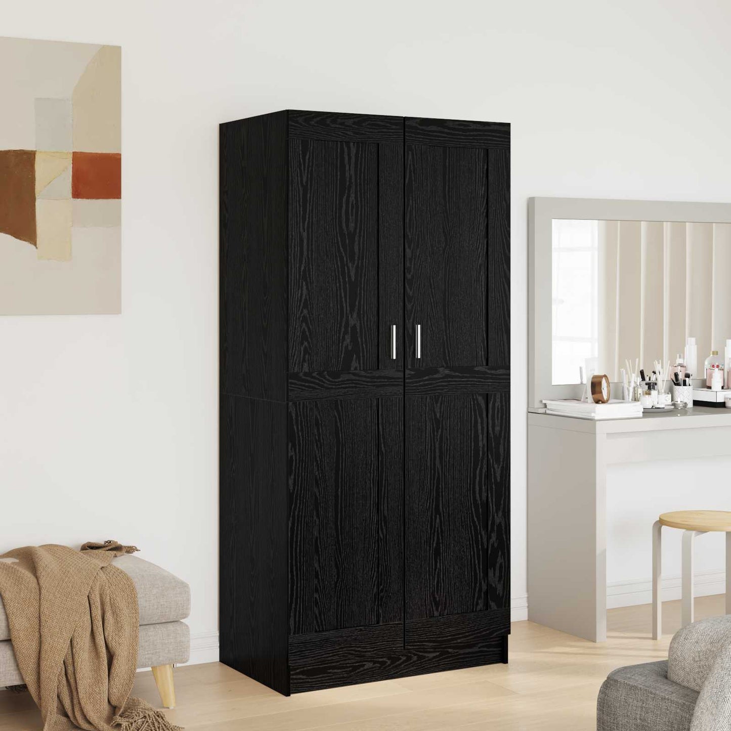 Kleiderschrank Schwarz Eichen-Optik 82,5 x 51,5 x 180 cm