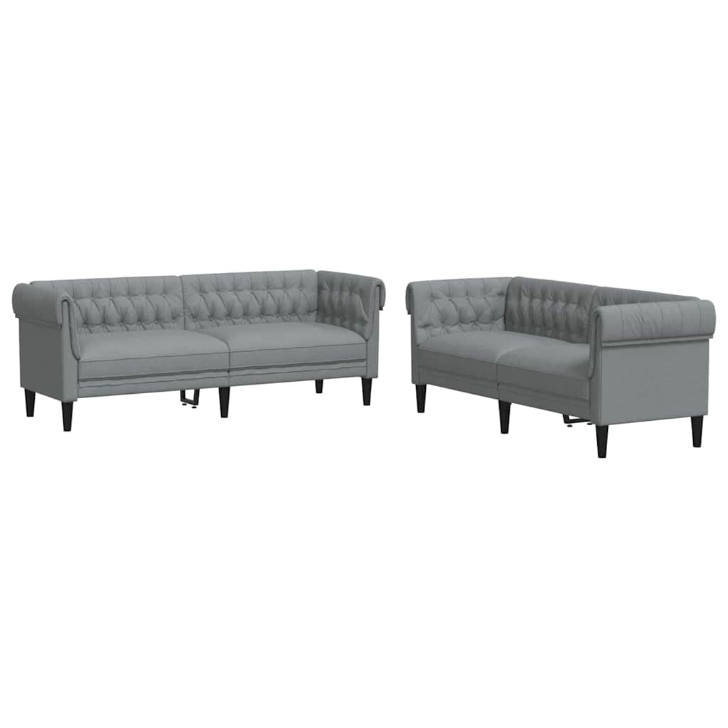 Wohnzimmer Couch 2 pcs Hellgrau 201,5 x 74,5 x 74,5 cm Stoff