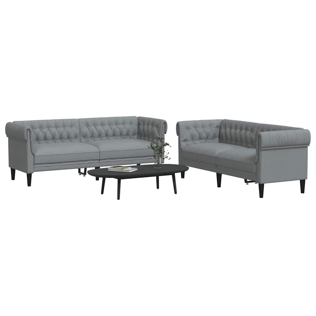 Wohnzimmer Couch 2 pcs Hellgrau 201,5 x 74,5 x 74,5 cm Stoff