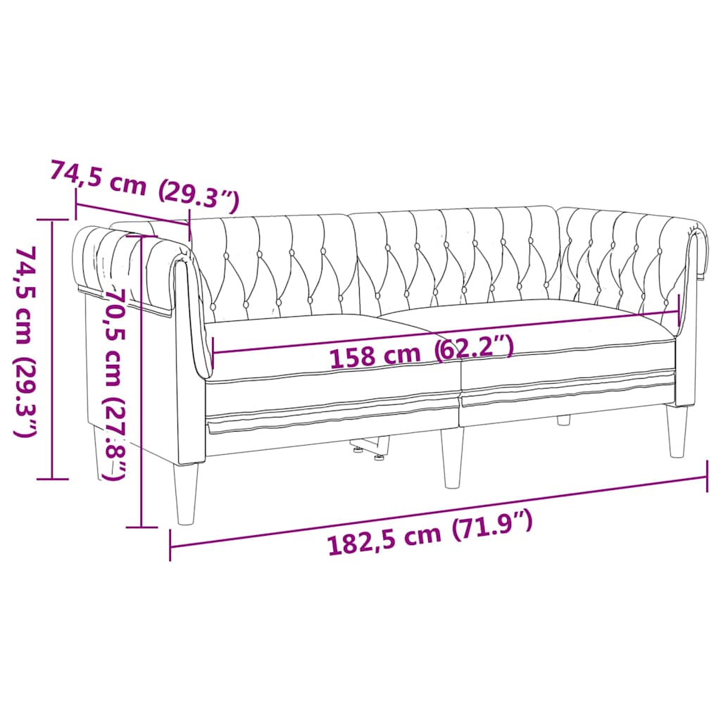 Wohnzimmer Couch 2 pcs Hellgrau 201,5 x 74,5 x 74,5 cm Stoff