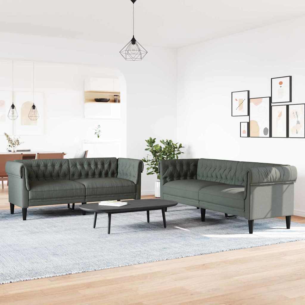Wohnzimmer Couch 2 pcs Dunkelgrau 201,5 x 74,5 x 74,5 cm Stoff