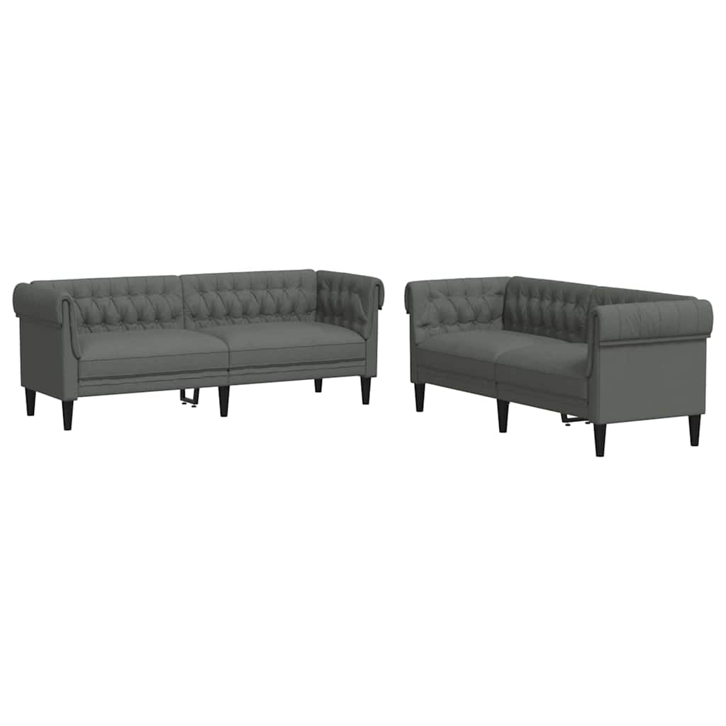 Wohnzimmer Couch 2 pcs Dunkelgrau 201,5 x 74,5 x 74,5 cm Stoff