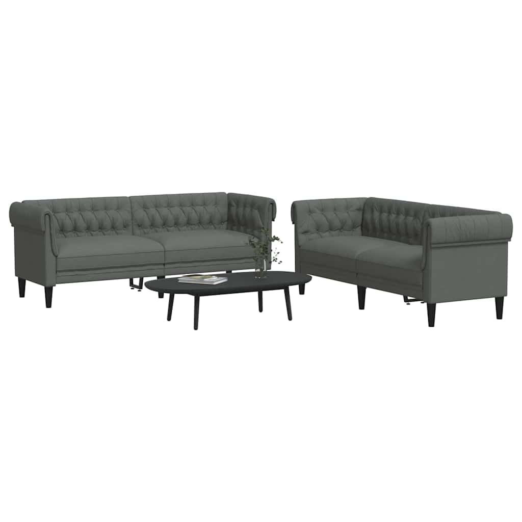 Wohnzimmer Couch 2 pcs Dunkelgrau 201,5 x 74,5 x 74,5 cm Stoff