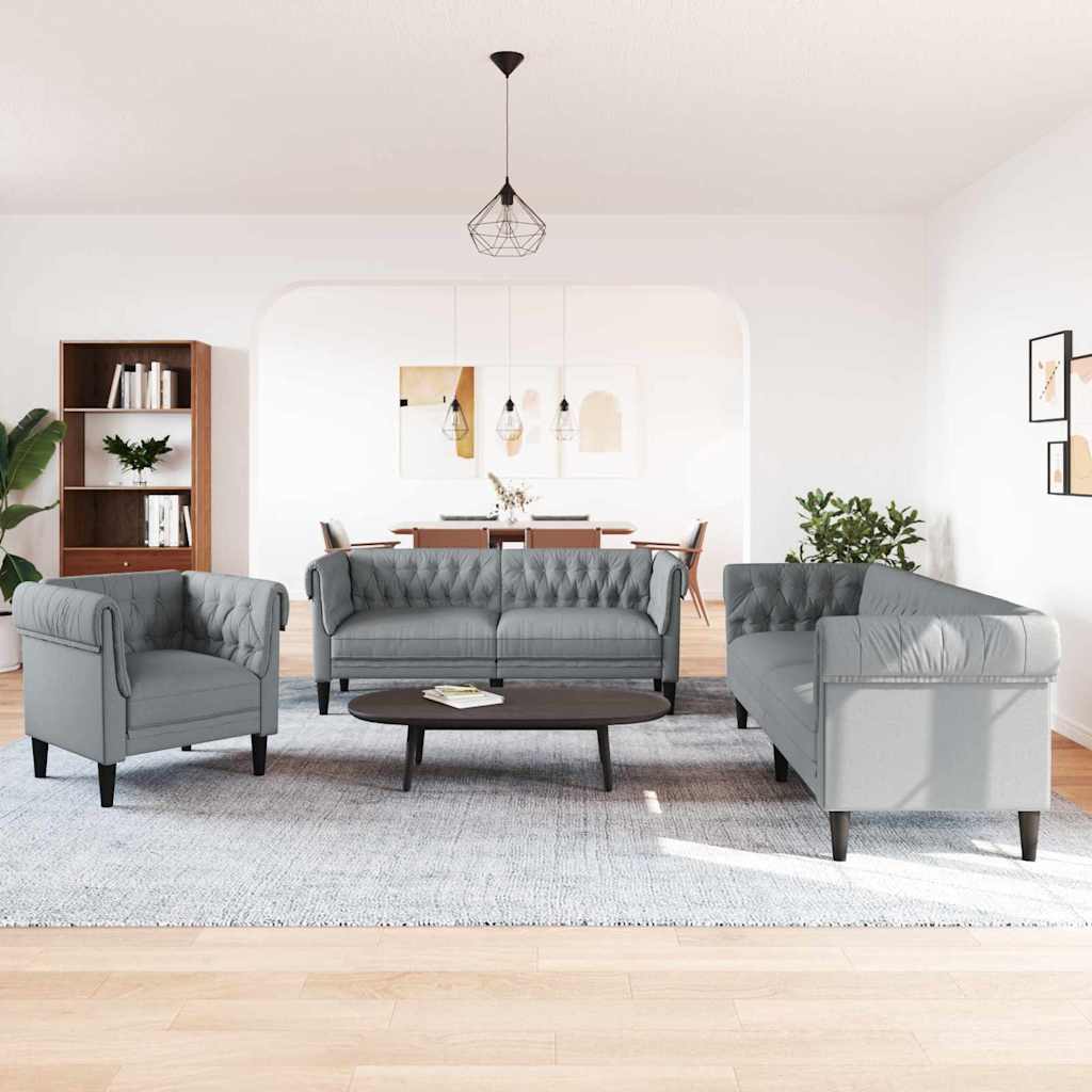 Wohnzimmer Couch 3 pcs Hellgrau 201,5 x 74,5 x 74,5 cm Stoff