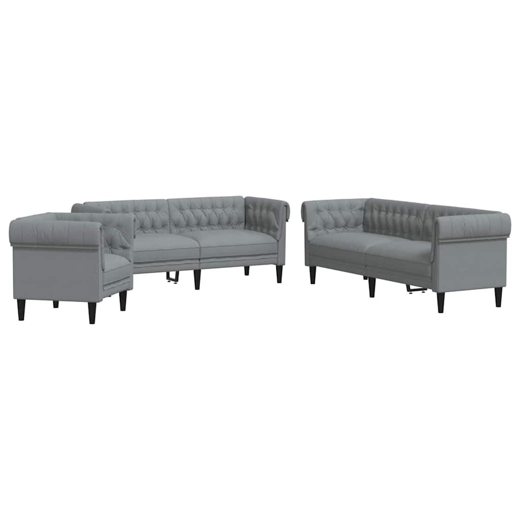 Wohnzimmer Couch 3 pcs Hellgrau 201,5 x 74,5 x 74,5 cm Stoff