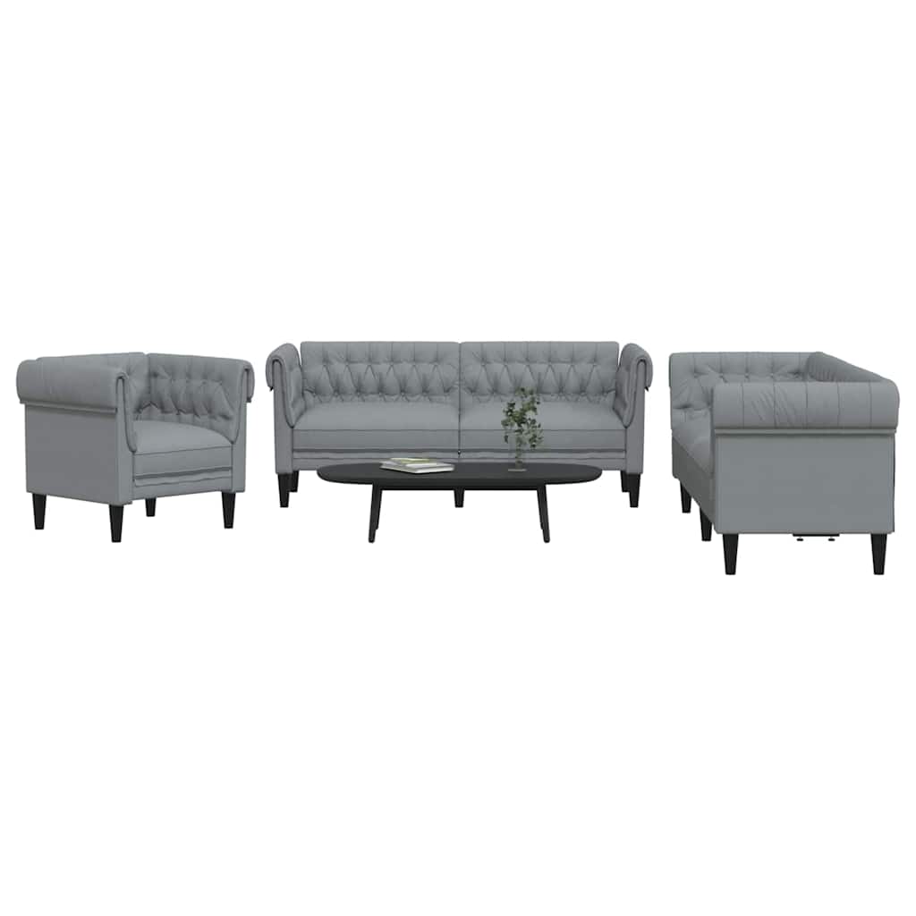 Wohnzimmer Couch 3 pcs Hellgrau 201,5 x 74,5 x 74,5 cm Stoff