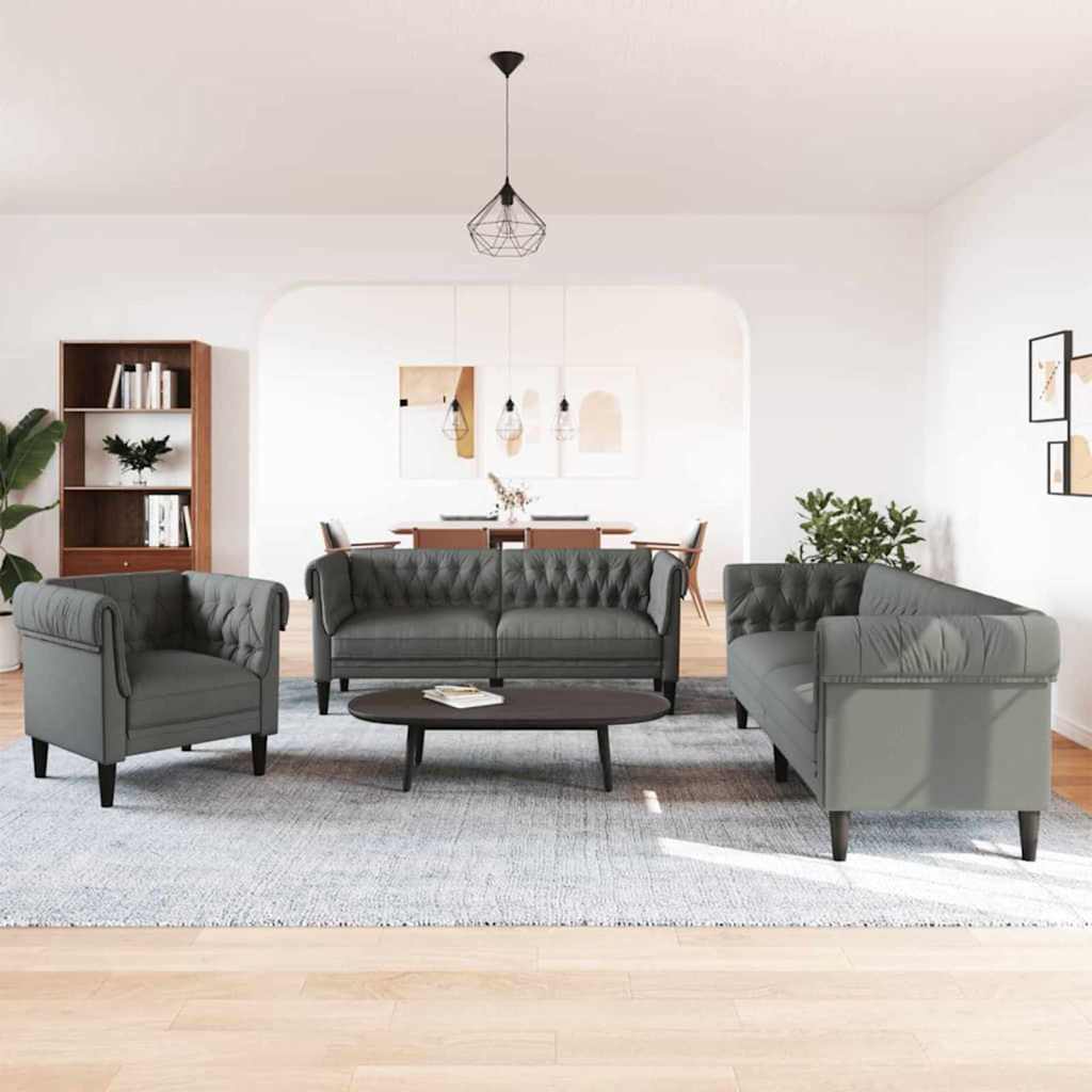 Wohnzimmer Couch 3 pcs Dunkelgrau 201,5 x 74,5 x 74,5 cm Stoff