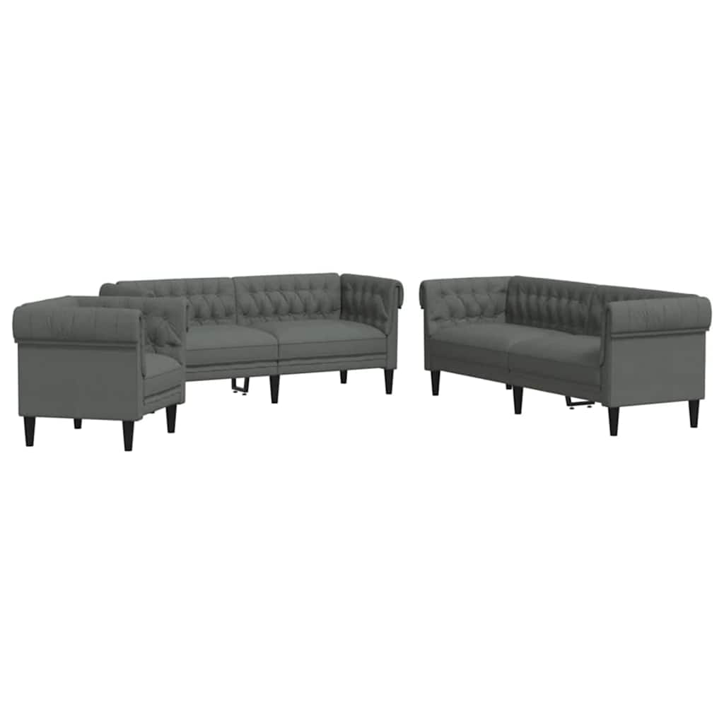 Wohnzimmer Couch 3 pcs Dunkelgrau 201,5 x 74,5 x 74,5 cm Stoff