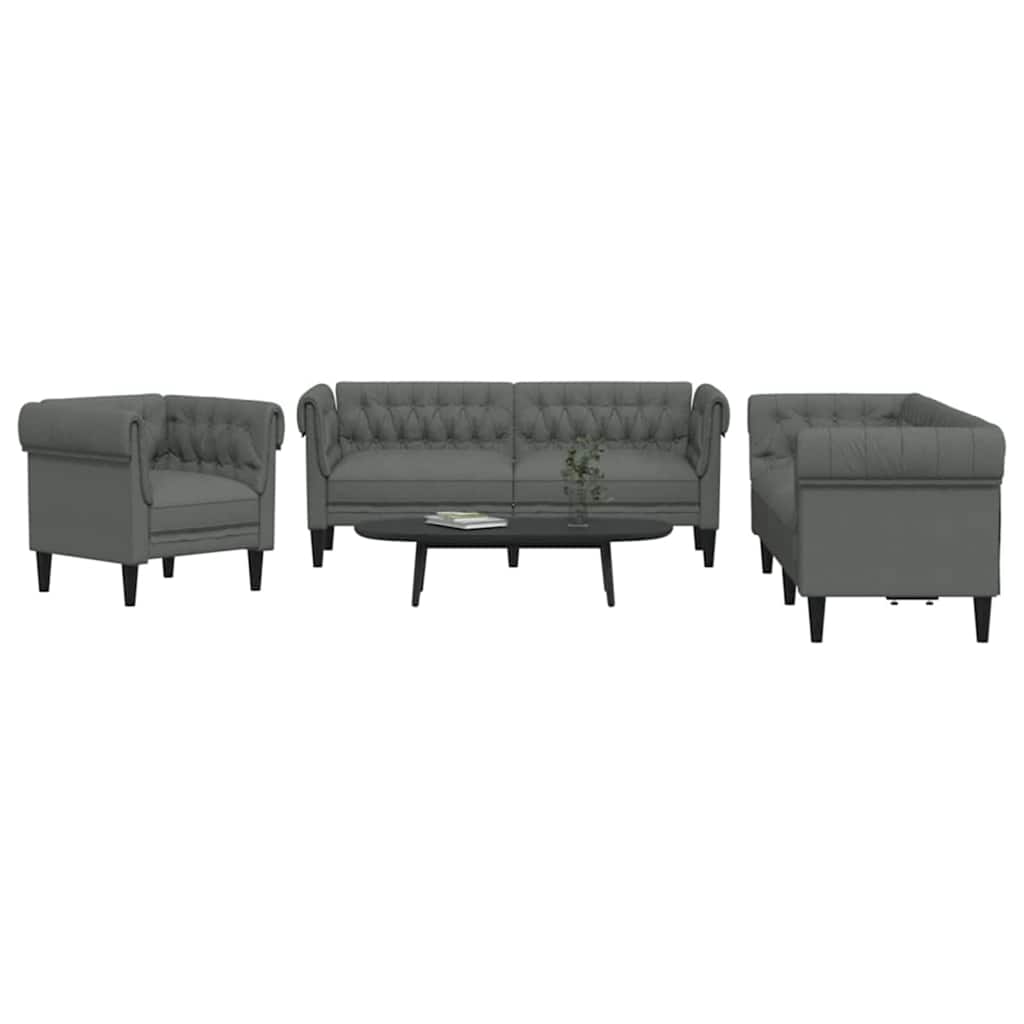 Wohnzimmer Couch 3 pcs Dunkelgrau 201,5 x 74,5 x 74,5 cm Stoff