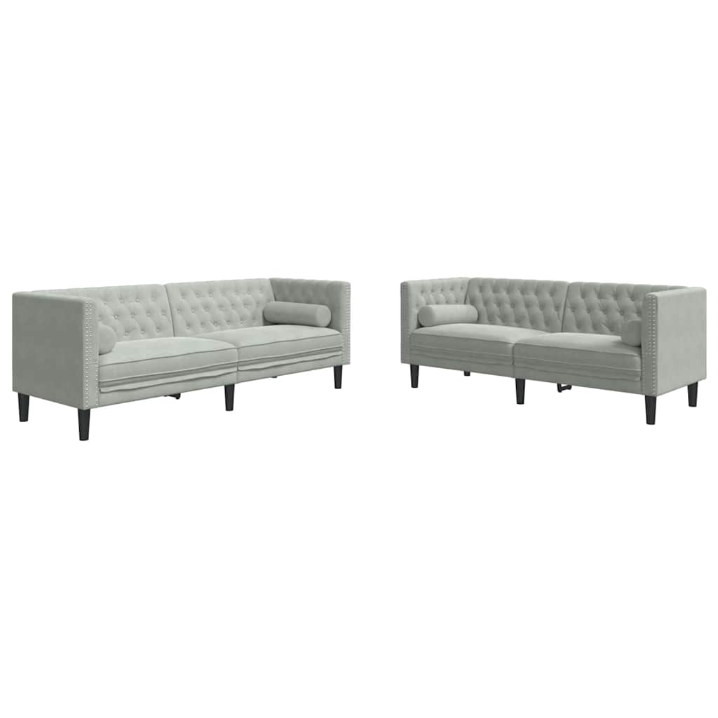 Wohnzimmer Couch 2 pcs Hellgrau 194 x 74,5 x 70,5 cm Samt