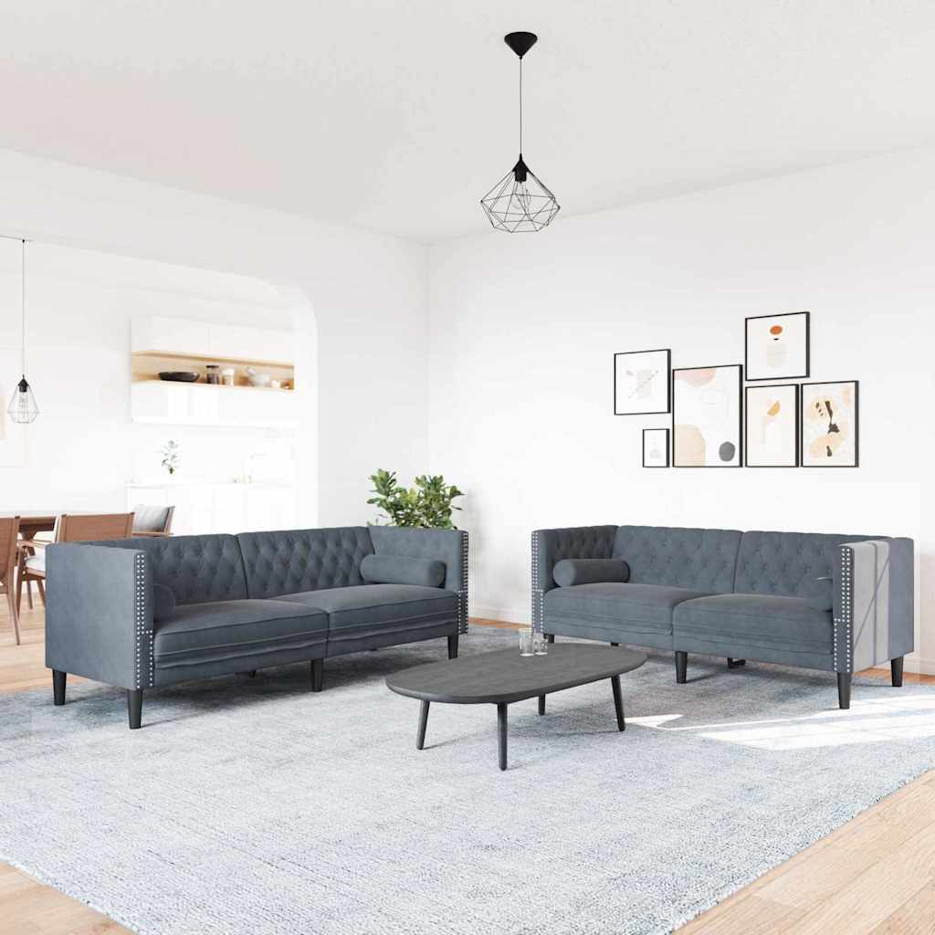 Wohnzimmer Couch 2 pcs Dunkelgrau 194 x 74,5 x 70,5 cm Samt
