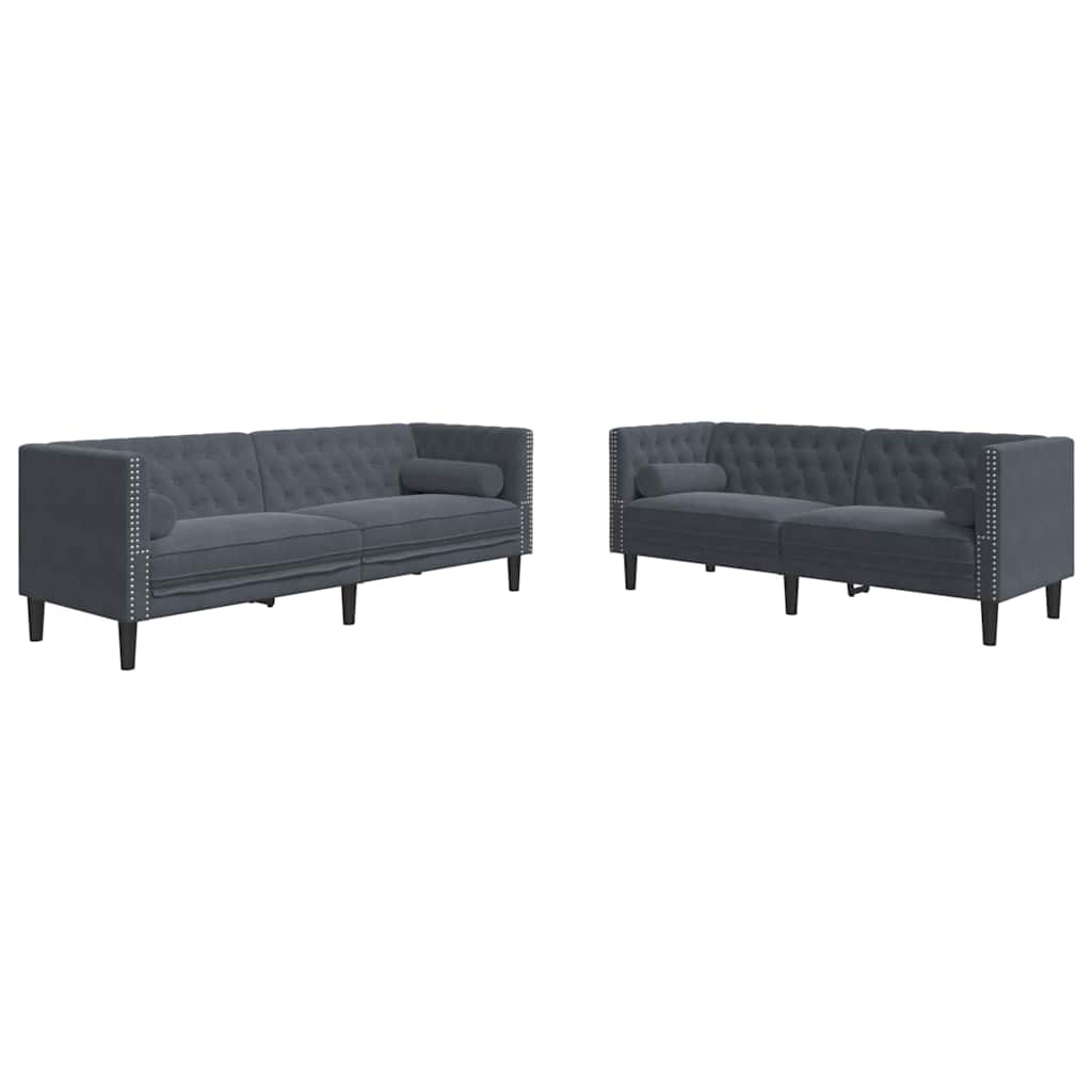 Wohnzimmer Couch 2 pcs Dunkelgrau 194 x 74,5 x 70,5 cm Samt