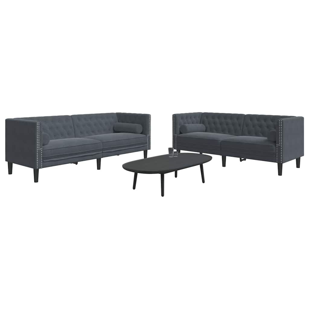 Wohnzimmer Couch 2 pcs Dunkelgrau 194 x 74,5 x 70,5 cm Samt