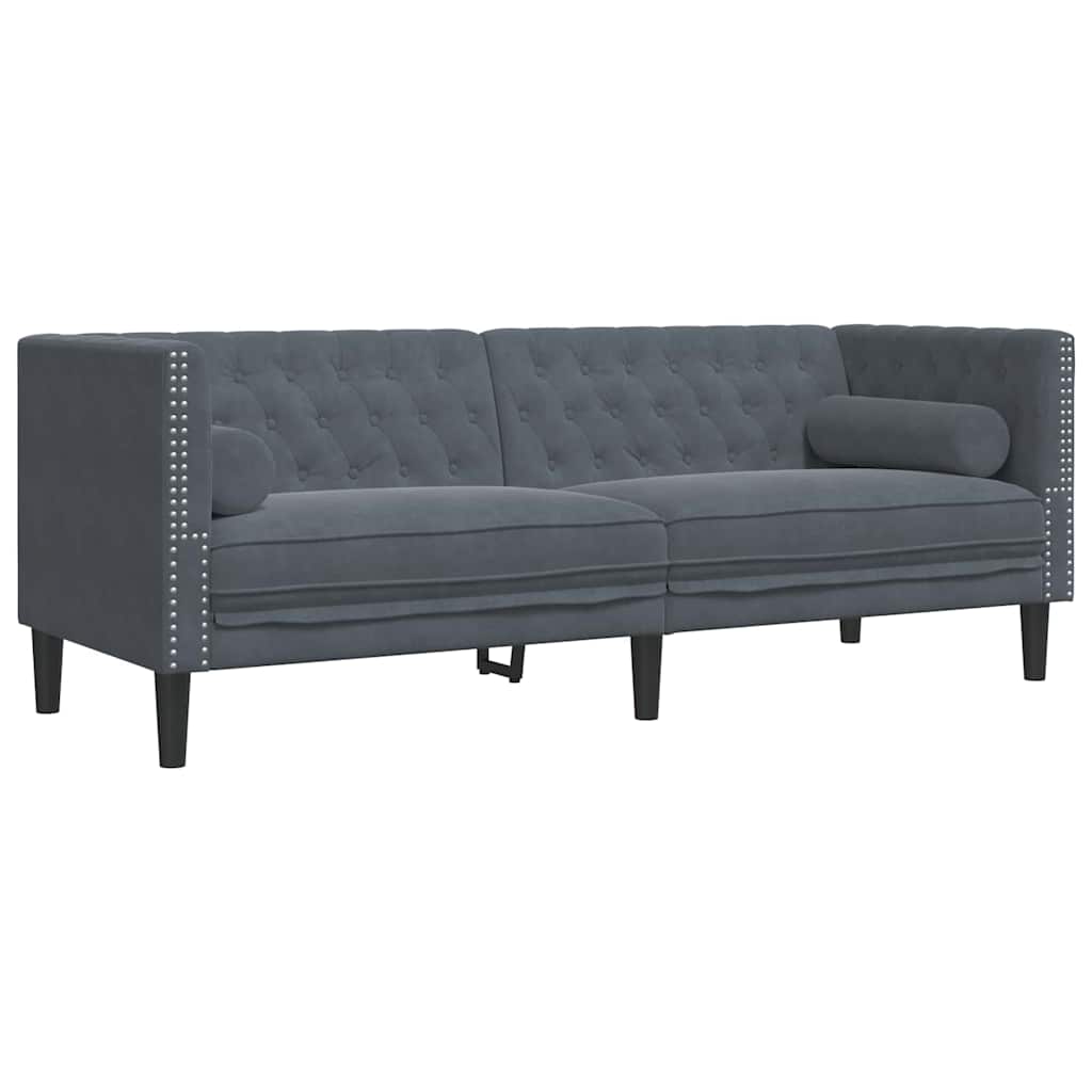Wohnzimmer Couch 3 pcs Dunkelgrau 194 x 74,5 x 70,5 cm Samt