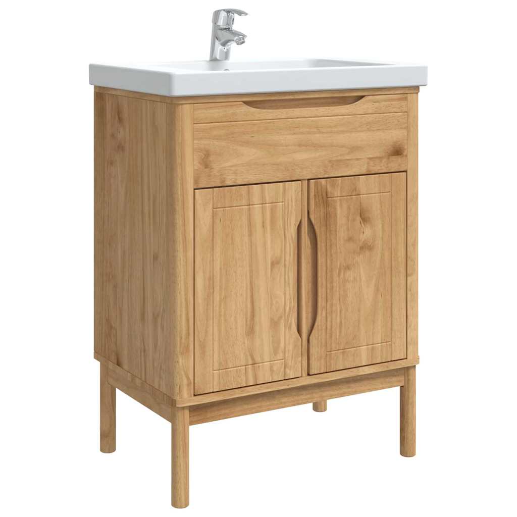 Waschbeckenschrank mit Regal FLORO Wachsbraun 60 x 40 x 80 cm