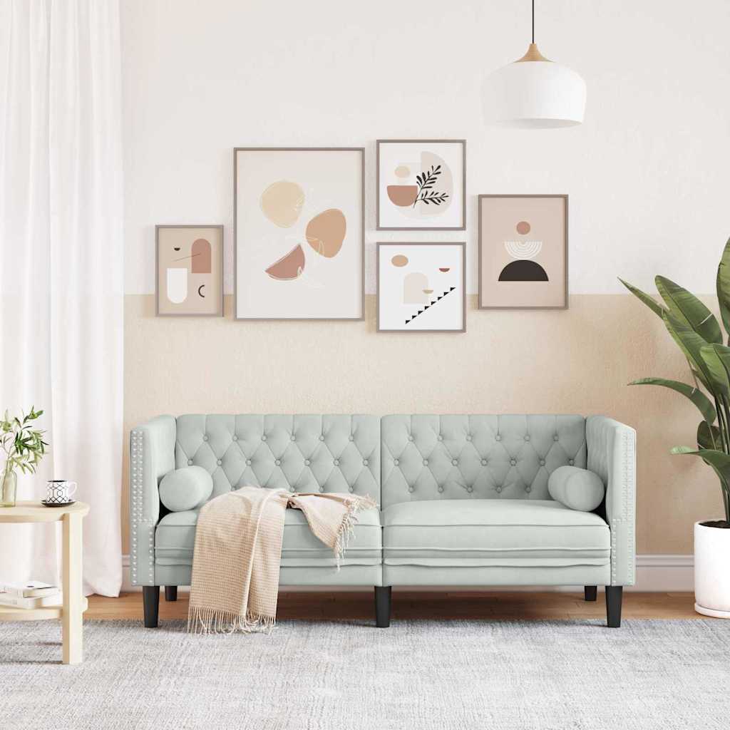 Sofa Hellgrau 174 x 74,5 x 70,5 cm Samt
