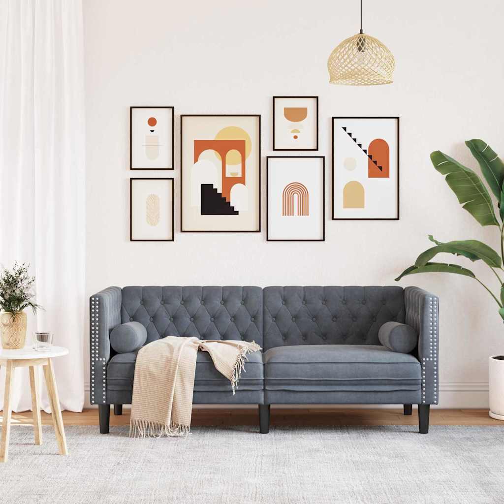 Sofa Dunkelgrau 174 x 74,5 x 70,5 cm Samt