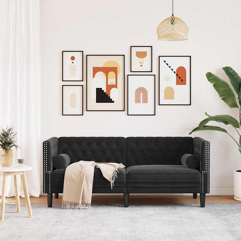 Sofa Schwarz 174 x 74,5 x 70,5 cm Samt