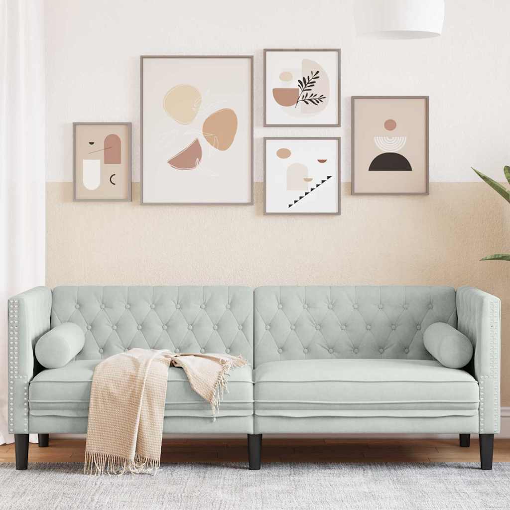 Sofa Hellgrau 194 x 74,5 x 70,5 cm Samt