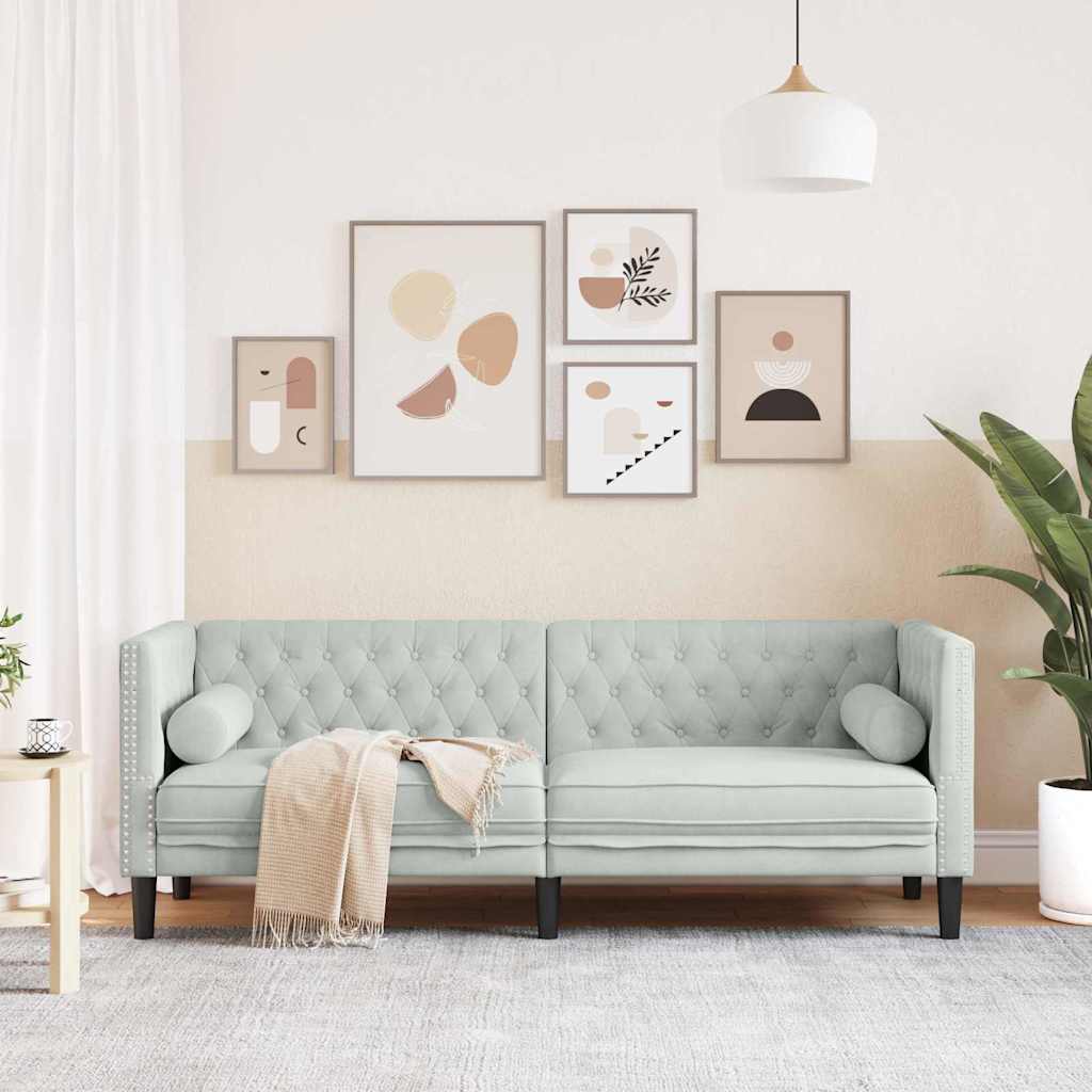 Sofa Hellgrau 194 x 74,5 x 70,5 cm Samt