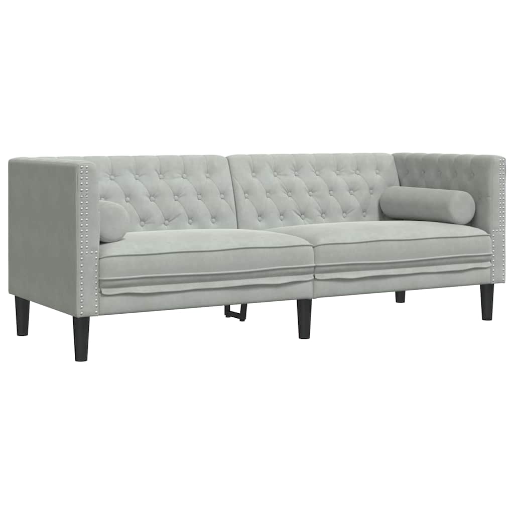 Sofa Hellgrau 194 x 74,5 x 70,5 cm Samt