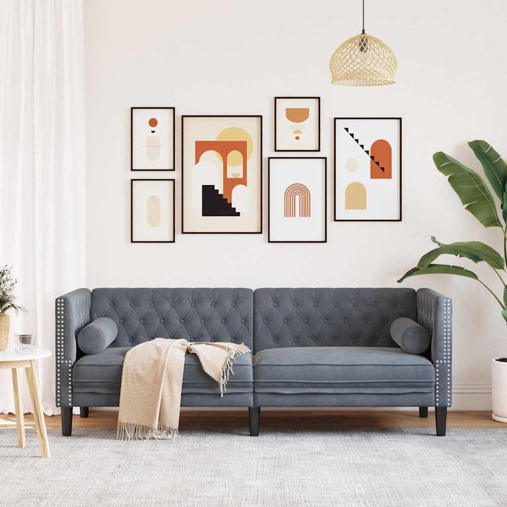 Sofa Dunkelgrau 194 x 74,5 x 70,5 cm Samt