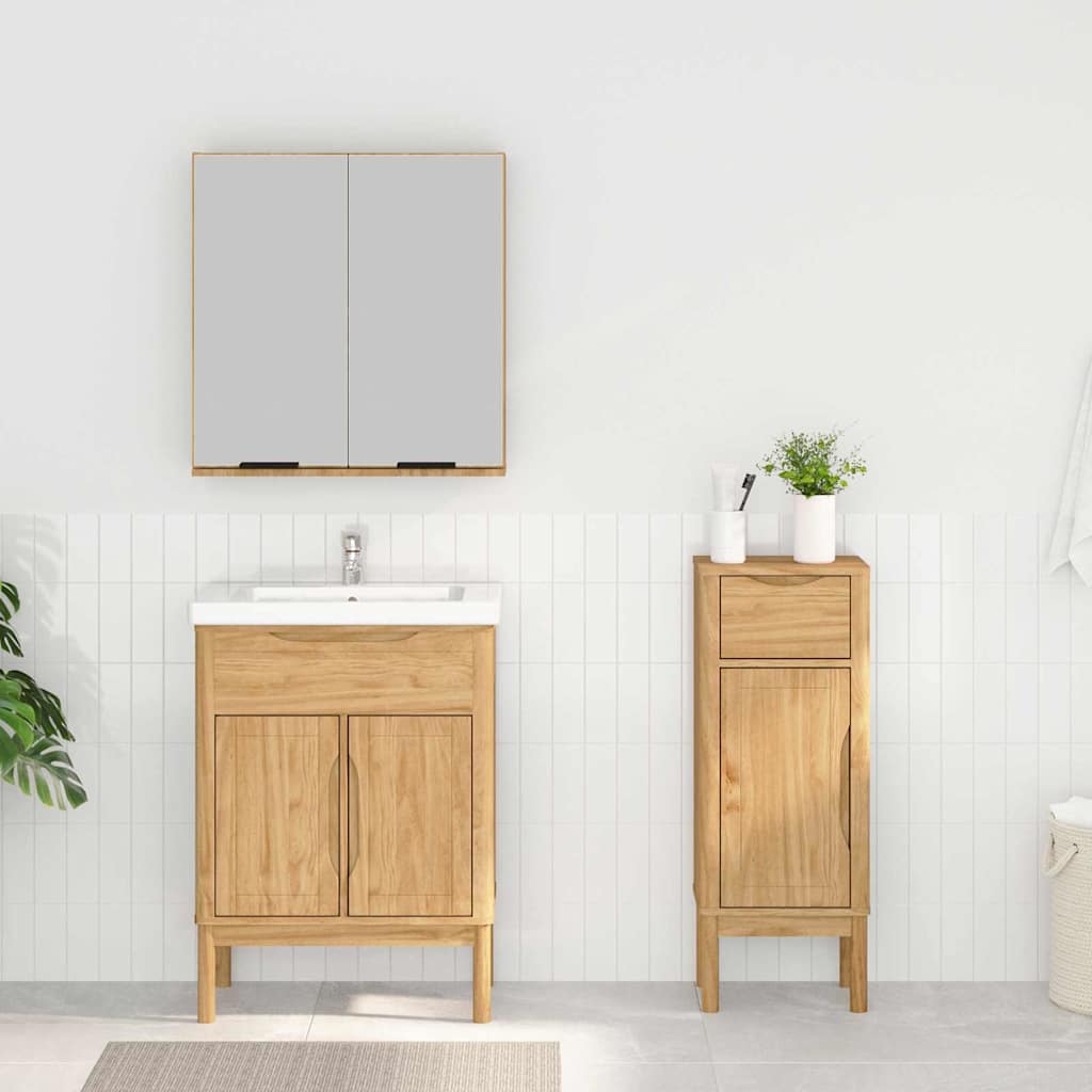 Badezimmermöbel-Set FLORO 2 pcs Wachsbraun Massivholz Kiefer