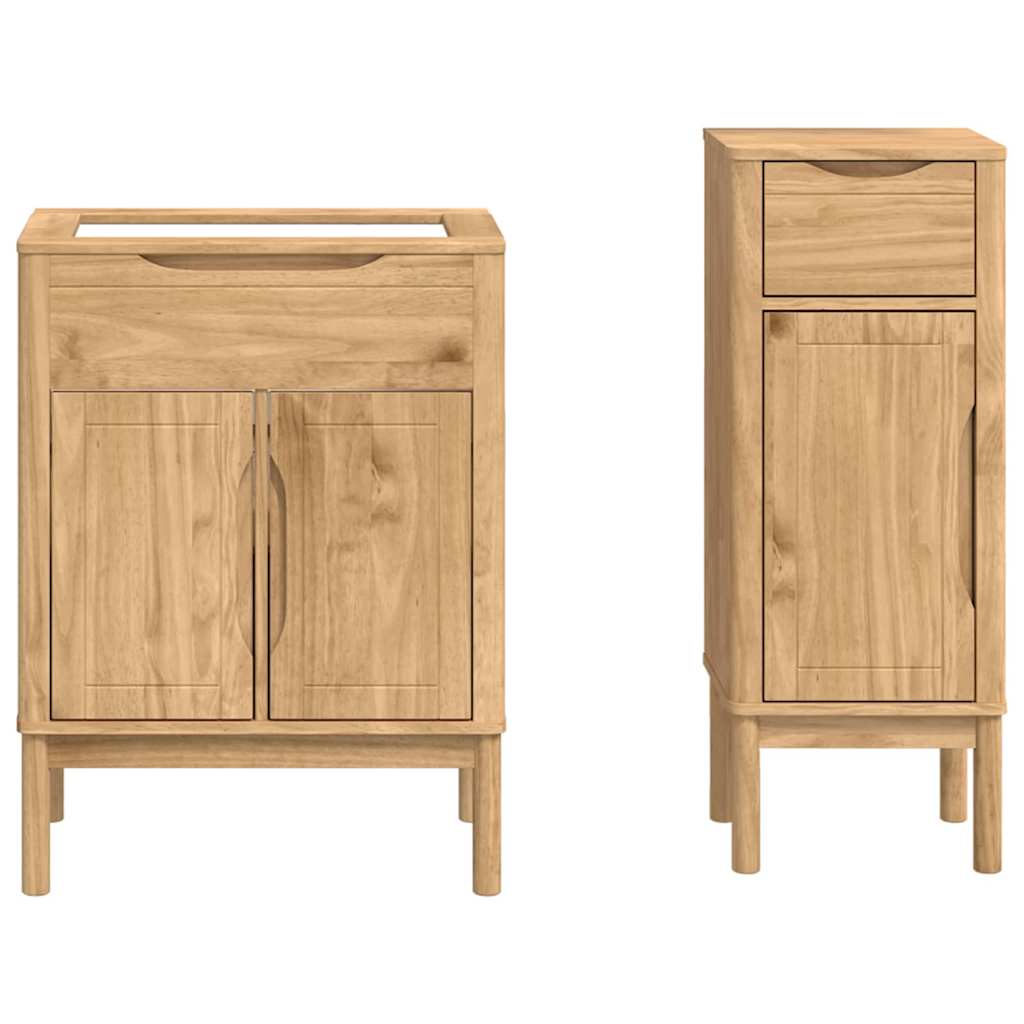 Badezimmermöbel-Set FLORO 2 pcs Wachsbraun Massivholz Kiefer