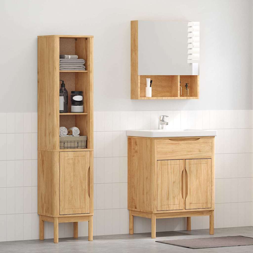 Badezimmermöbel-Set FLORO 2 pcs Wachsbraun Massivholz Kiefer