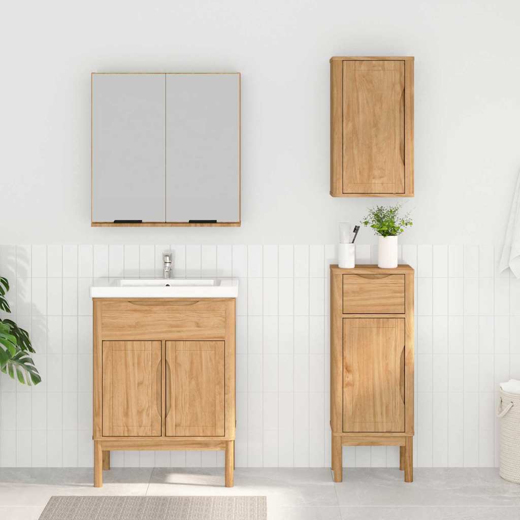 Badezimmermöbel-Set FLORO 3 pcs Wachsbraun Massivholz Kiefer
