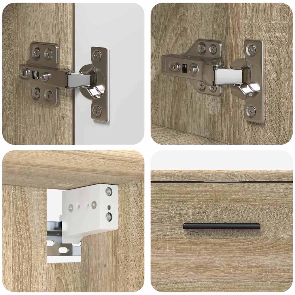 Badezimmermöbel-Set 2 pcs Sonoma-Eiche Sperrholz und Metall