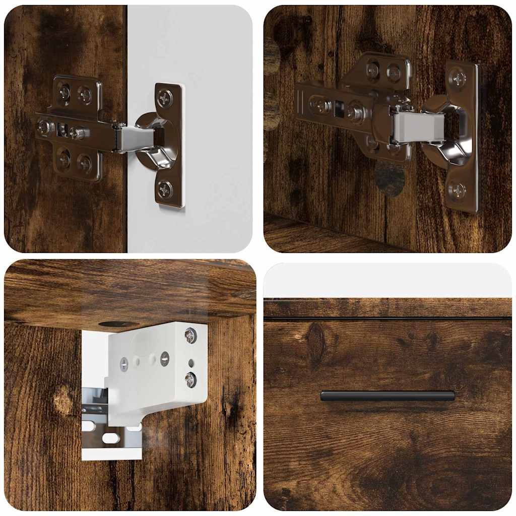 Badezimmermöbel-Set mit Schubladen 2 pcs Geräucherte Eiche