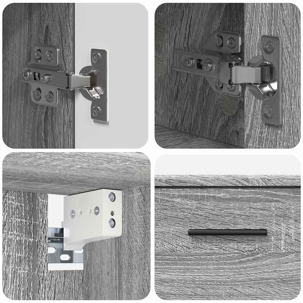 Badezimmermöbel-Set 2 pcs Graues Sonoma Sperrholz und Metall