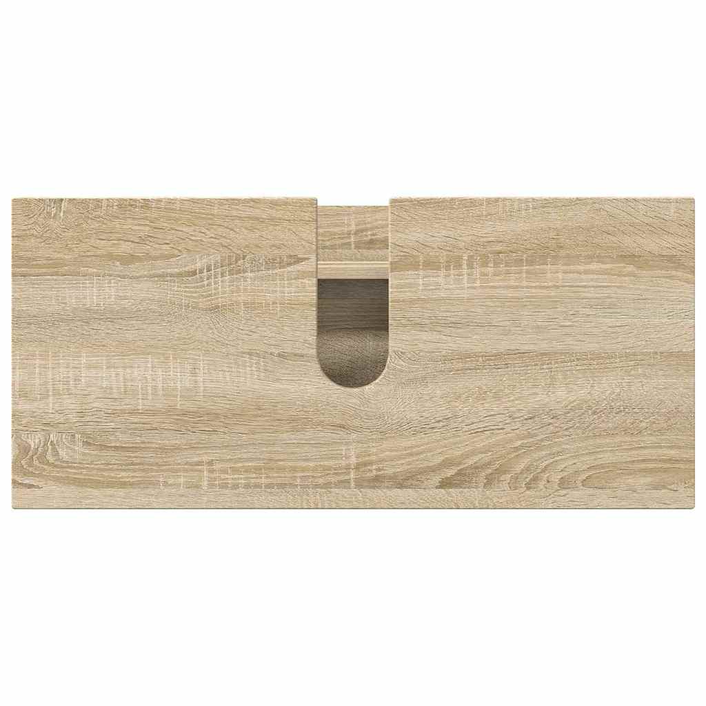 Badezimmermöbel-Set 3 pcs Sonoma-Eiche Sperrholz und Metall